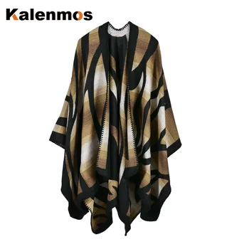 

Cloak Poncho Scarf Women Geometric Travel Shawl Imitation Cashmere Capes National Wind Fork Cloaks Wraps Pashmina Autumn Winter