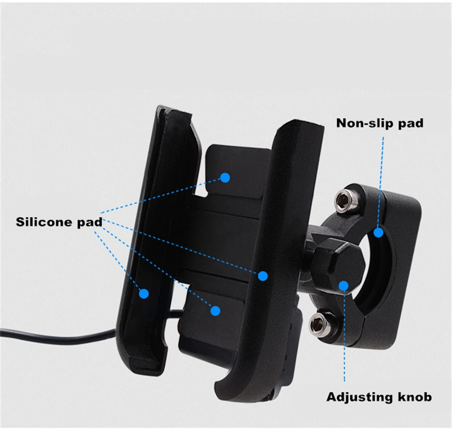 Мотоциклетный USB Кронштейн для мобильного телефона с 2А светодиодный быстрозарядное устройство для подставки алюминиевый сплав для 4-6,5 дюймов держатель для телефона