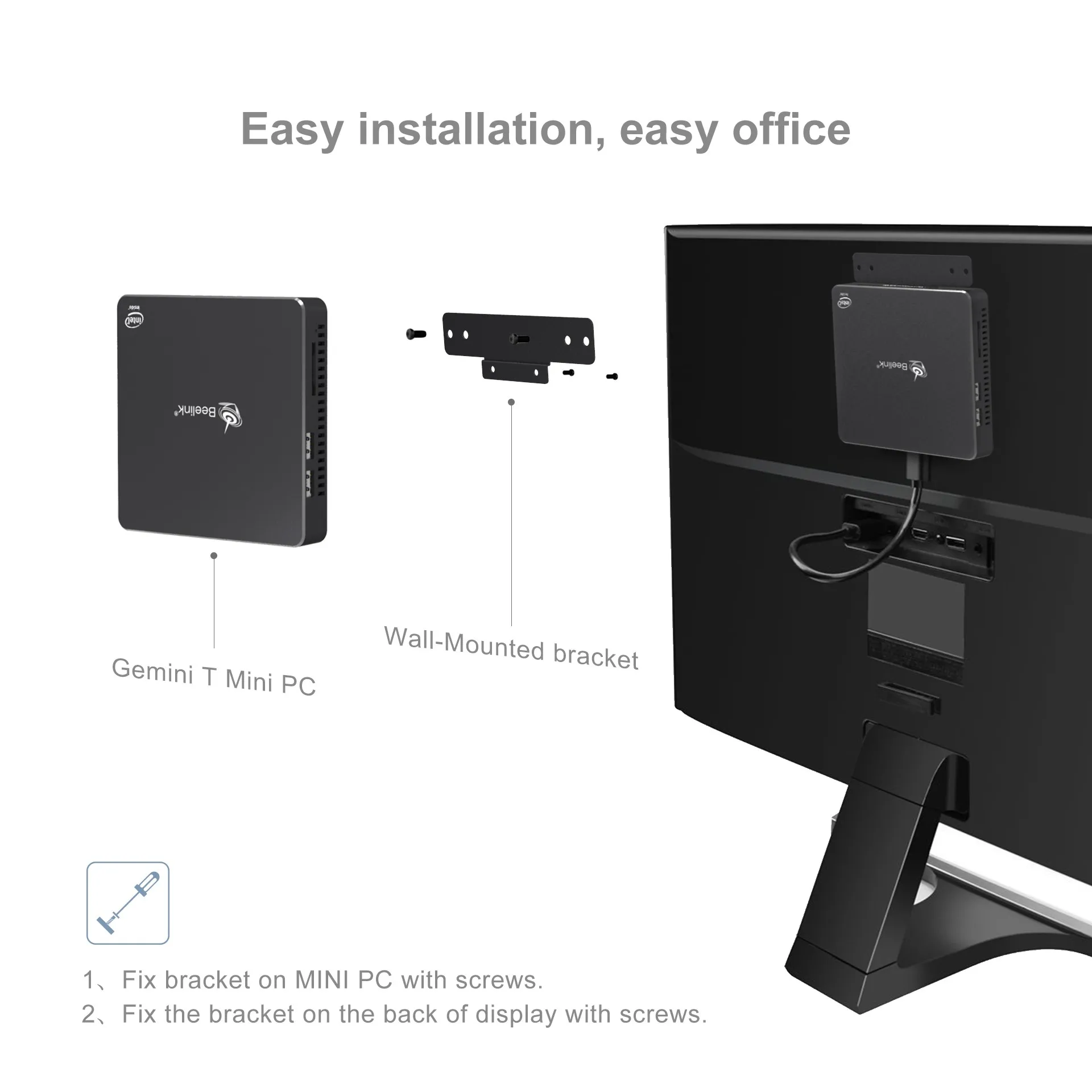 Beelink Gemini T34 Windows 10 Mini PCIn Apollo Lake J3455 8 ГБ 128 ГБ в HD graphics 500 2,4 ГГц 5,8 ггц WiFi 1000 Мбит/с BT4.0 ТВ-приставка