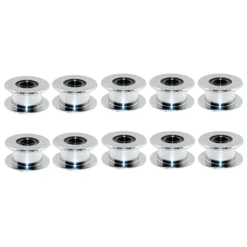 

GT2 20 Toothless Bore 5mm Aluminum Timing Belt Idler Pulley For 3D Printer 6mm Width Timing Belt (Pack of 10Pcs)
