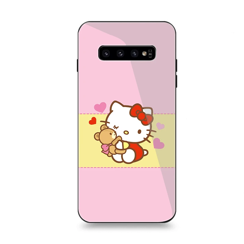 Чехол для телефона Стекло для samsung A40 A50 A10 A20 A30 A60 A70 S10 S7 край S8 S9 Note 8 9 10 плюс Чехол прекрасный рисунок «Hello Kitty» - Цвет: G7