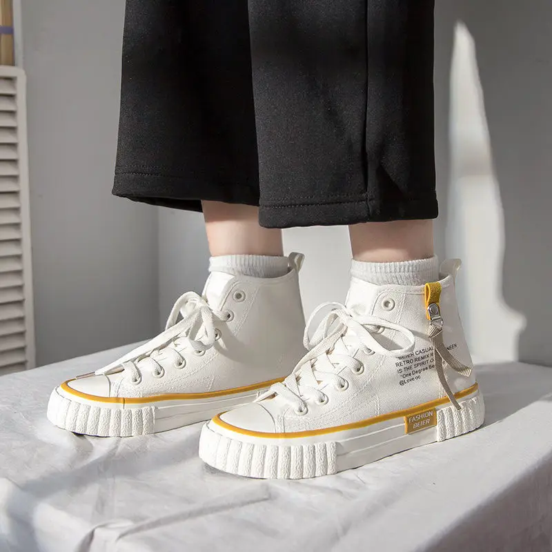 

High-top canvas shoes women Korean version of all-match female biscuit shoes