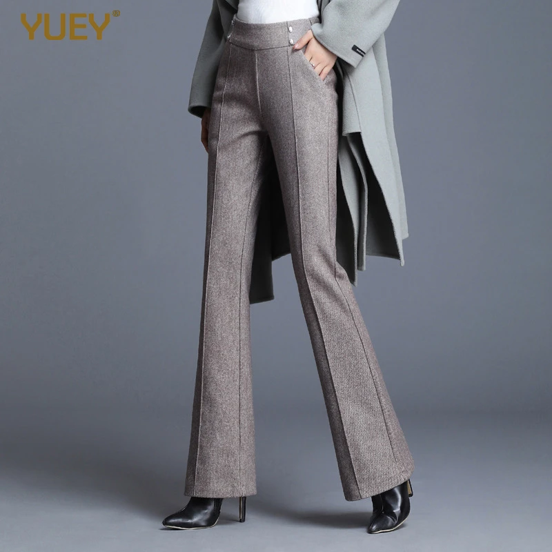 Ladies wool trousers elastic waist Outlet