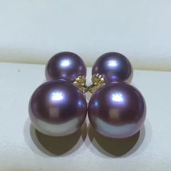 

gorgeous pair of 6-12mm south sea lavender pearl stud dearring 18k