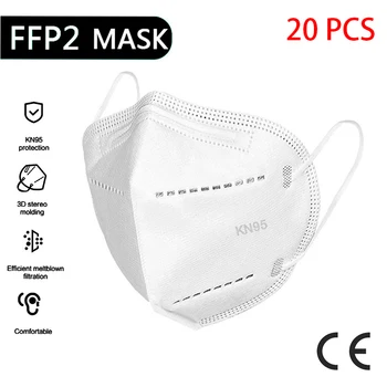 

20 PCS kn95 mask For adults mouth masks disposable filters masks breathable mask for face une 0065 mask kindred mascherine
