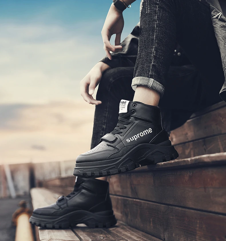 Брендовые кожаные мужские ботинки осенне-зимние теплые ботинки Martens с высоким берцем мужские повседневные кроссовки Dr. Обувь для мотоцикла Clunky