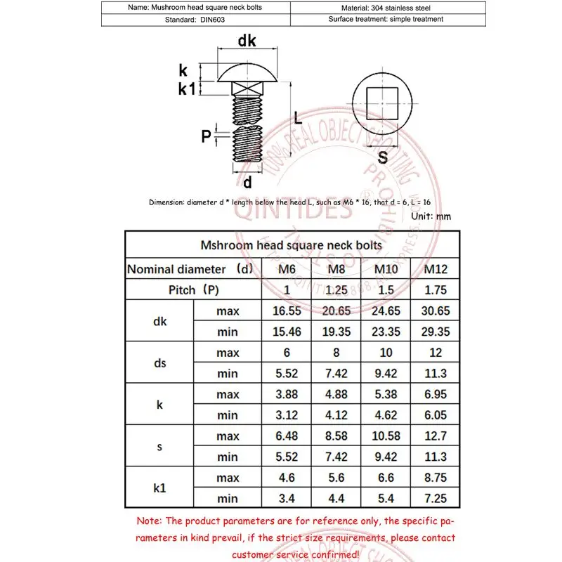 M6 M8 M10 M12 Cup Head Square Neck Bolts With Large Head 304 Stainless Steel Mshroom Head Square Neck Bolts M10x25-4pcs M6 M8 M10 M12 Cup Head Square Neck Bolts With Large Head 304 Stainless Steel Mshroom Head Square Neck Bolts M10x25-4pcs
