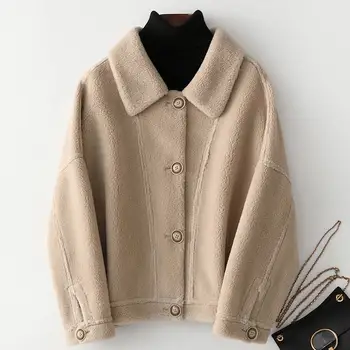 

2019 Winter New Women Oversized Real Fur Jacket Sheep Shearing Coat Female Natural Lamb Fur Coat Genuine Leather Jacket K322