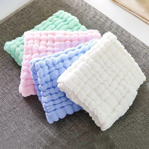  Pack of 4 Gauze Towel Bibs Infant Face Wash Bath Towel CHILDREN'S Small Kerchief Handkerchief Newbo