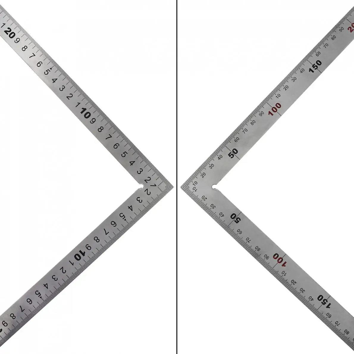 Portable 250 x 500mm Thicker 1.2mm Stainless Steel 90 Degree Right Angle Ruler for Woodworking / Office