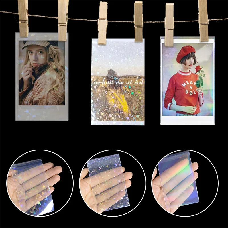 20pcs Broken Gemstone Glass Little Stars Laser Flashing Card Film Holographic Idol Photo Card Sleeves Tarot Super Card Protector 3
