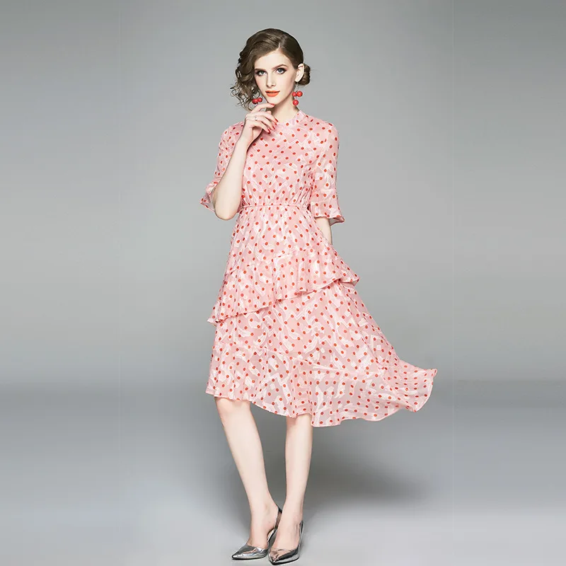 

Ozhouzhan 2019 Summer New Products Polka Dot Irregular Dress Women's French Retro Skirt