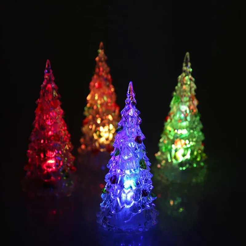 Christmas Tree LED Night Light Color Changing Electric Fiber Table Lamp Home Room Decoration Xmas Glow Party Supplies