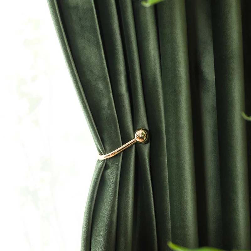Роскошные европейские бархатные занавески s темно-зеленые оконные занавески сплошного цвета затемненные занавески s для спальни и гостиной - Цвет: Olive Green