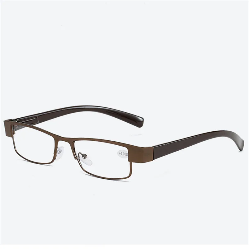 Ahora бизнес очки для чтения мужские унисекс, металлические сверхлегкие квадратные оправы очки пресбиопические очки+ 1,0 до+ 4,0 - Цвет оправы: Brown