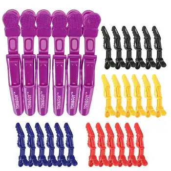 Billige 6 Teile/los Kunststoff Haar Clip Friseur Schellen Klaue Haar Abschnitt Clips Grip Schneiden Friseure Für Salon Haar Styling Zubehör