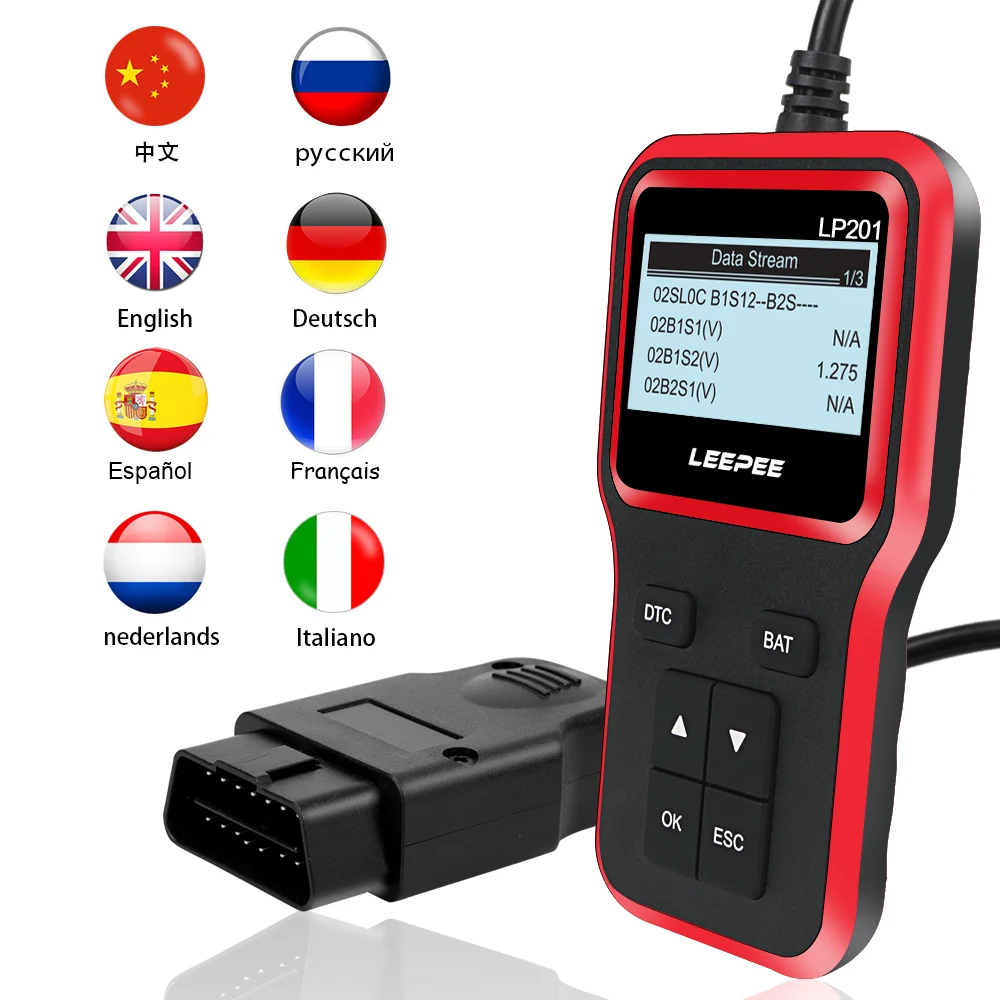 LP201 Car OBD2 Scanner OBD 2 Code Reader OBDII Diagnostic Tools LCD