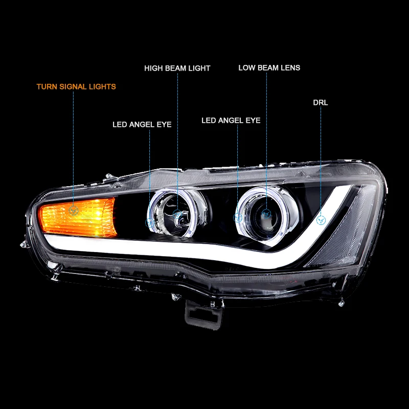 CNSUNNYLIGHT For Mitsubishi Lancer 2008-2017 Car Headlight Assembly Case LED DRL Turn Signal Projector Lens H7 H1 Plug and Play (8)