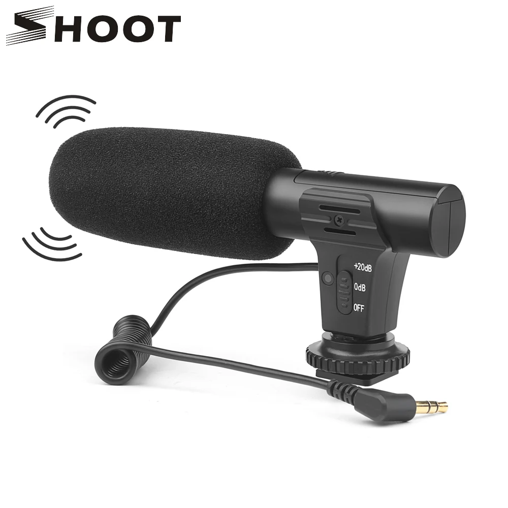 

SHOOT 3.5mm Stereo Camera Microphone VLOG Photography Interview Digital Video Recording Microphone for Nikon Canon DSLR Camera