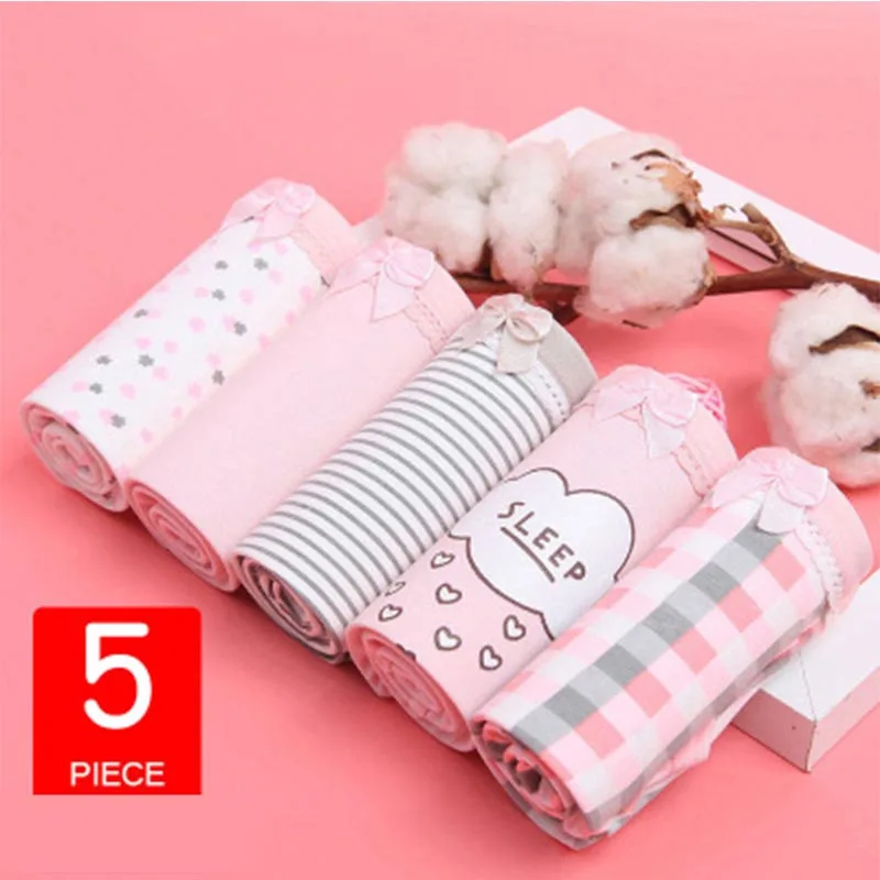 Kawaii студенческие девушки в трусиках нижнее белье для подростков хлопок белье бесшовные полосатые трусики милые женские трусы средней талией трусики - Цвет: As shown