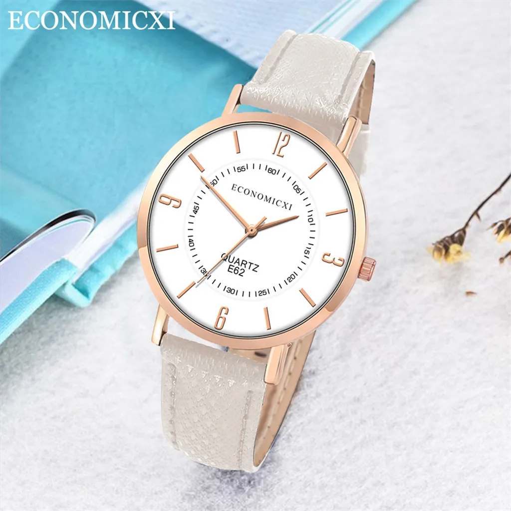 Reloj mujer модные часы для женщин женские часы с кожаным ремешком Кварцевые аналоговые круглые наручные часы женские часы