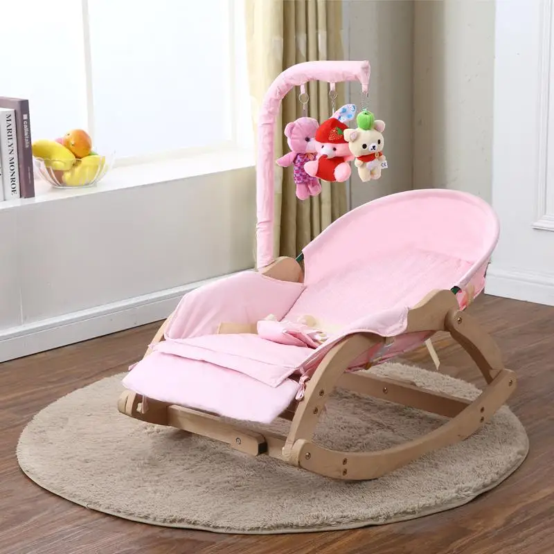 Soothing Chair Rocking Chair Baby Tremble Small Cradle Bed Solid Wood Baby Reclining Chair With Doll To Coax Doll Sleeping Artif - Цвет: I