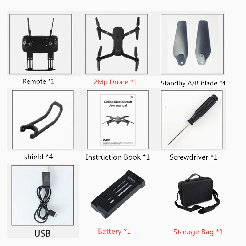 2MP 1B Bag Дрон wifi FPV широкоугольный HD 1080P камера режим удержания высоты складной рычаг RC Квадрокоптер мини карманные игрушки для бесплатной доставки VS E58 - Цвет: 2MP 1B Bag