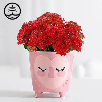 

BAO GUANG TA European Style Pink Human Face Cartoon Smiling Face Ceramics Vase Living Room Arrange Flowers Art Flower Pot A2106