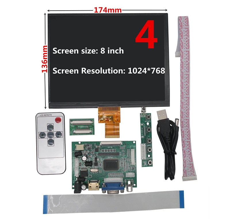 7/8/9/10.1 inch 1024*600 Screen LCD Display with HDMI VGA Driver Board Monitor for Raspberry Pi Banana/Orange Pi Mini computer - Цвет: Style 4