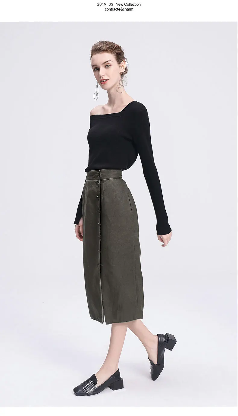 LZJN 2019 Women Sweater Long Sleeve Shirt Women Casual Office Top Sexy V-Neck Off Shoulder Pullover Sweater Loose Knit Jumper  (19)