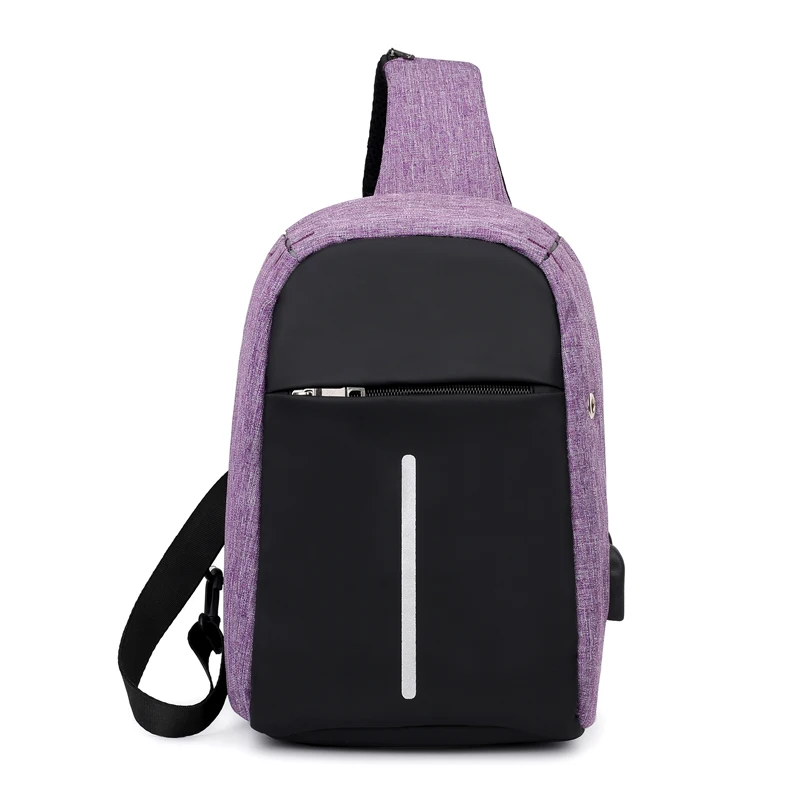 Purple Usb зарядка через плечо сумка через плечо мужская защита от взлома Мужская Женская невидимая молния Бизнес Грудь пакет репеллент сумка Противоугонная упаковка - Цвет: Purple