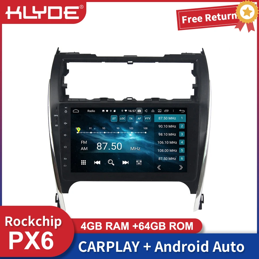 Klyde 10.2&quot PX6 Car Android Auto Radio Multimedia Player For Toyota Camry 2013 GPS Navigation Carplay DSP Head Unit | Автомобили и