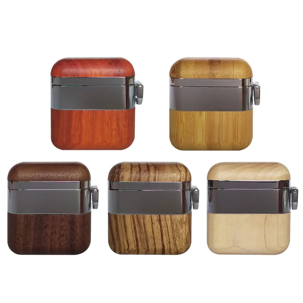 

For Apple Airpods Protective Case Hard Shell Bluetooth Wireless Headset Set Solid Wood Headset Box for Airpods1/2 Case