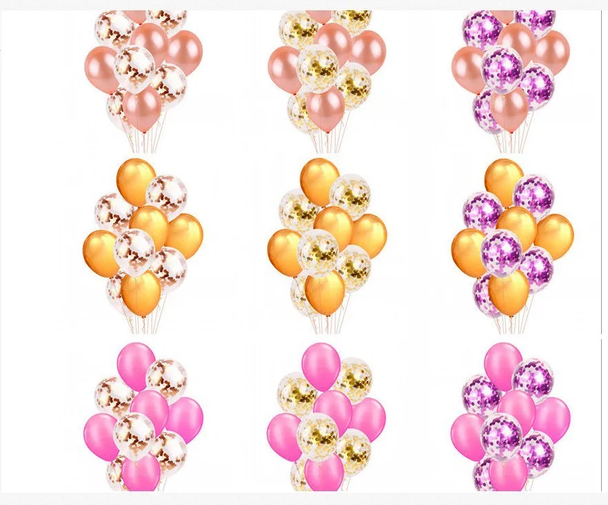 12-Inch Circle Sequin Balloon Set Confetti Decorative Balloon Festival Decorations Decorative