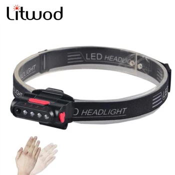 

Litwod Smart Multifunction Sensorled Headlamp Cap Light Build-in Battery USB Rechargeable Head Flashlight Headlight 5W LED Bulbs