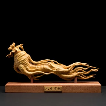 

CCZHIDAO Wood Carving Ginseng Ruyi Statue creative wood Sculpture lucky Feng Shui ornaments Men Gifts
