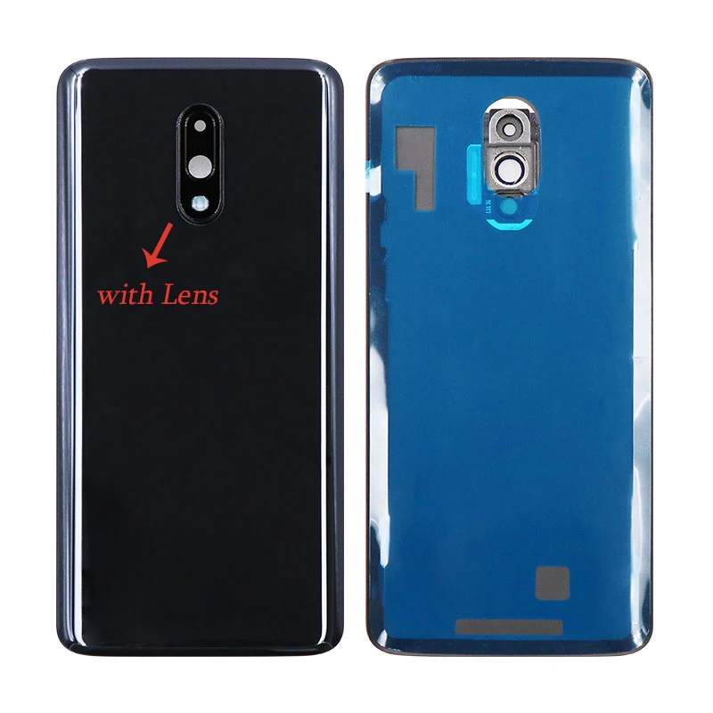 Black with Lens Для OnePlus 7 батарея стеклянная крышка корпус мобильного телефона защитный чехол для OnePlus 7 с объективом камеры - Цвет: Black with Lens