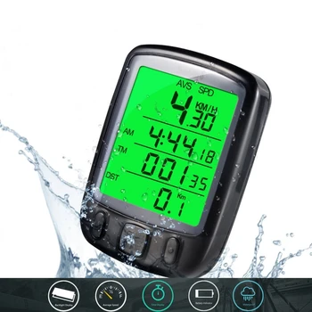 

Water Resistant Bicycle Computer Cycling Odometer Speedometer with Green LCD Backlight Bike Computer For Riding