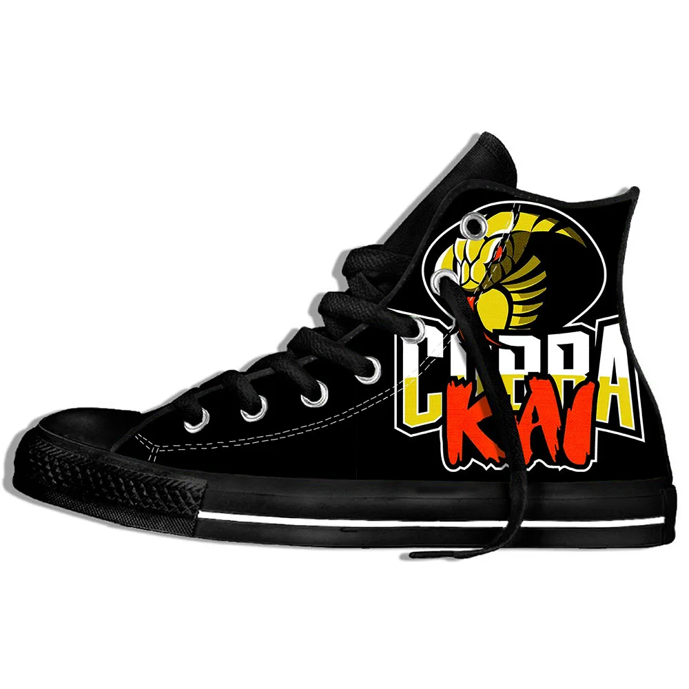 Cobra Kai Logo 1 Горячая Мода Печать высокие кроссовки Cobra Kai логотип унисекс Повседневная легкая обувь - Цвет: Cobra Kai Logo 1