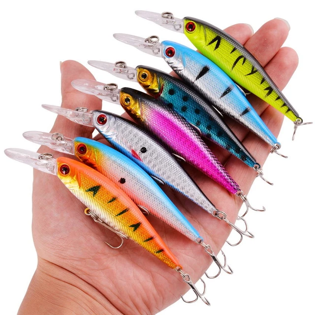 8PCS Minnow Fishing Lure 10.3cm 9g Topwater Wobblers Artificial Hard Bait  3D Eyes 8 Colors