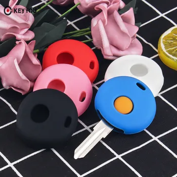 

KEYYOU Remote Silicone Key Case For Mercedes Benz Smart Fortwo Cabrio City Cross 1 Button Silicone Car Key Case Holder Cover