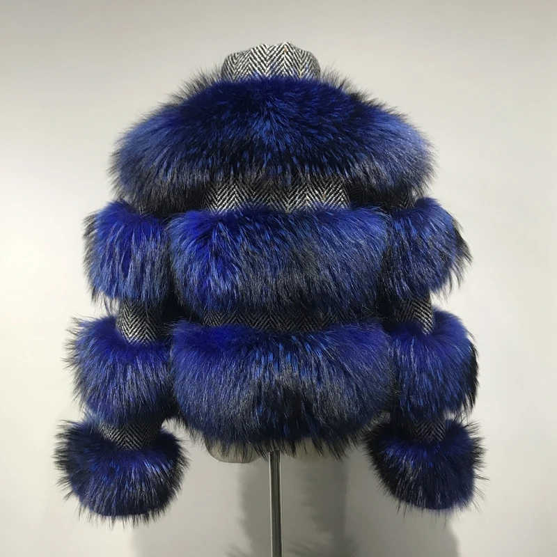 raccoon blue QIUCHEN PJ19017 зимняя куртка женская парка пальто из натурального меха енота зимнее женское пальто куртка-бомбер уличная одежда - Цвет: raccoon blue