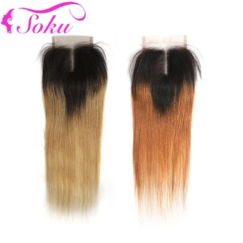 

4x4 Lace Closure 8-20inch Brazilian Straight Human Hair Closure Free/Middle/Three Part Swiss Lace Closure Non-Remy Hair SOKU