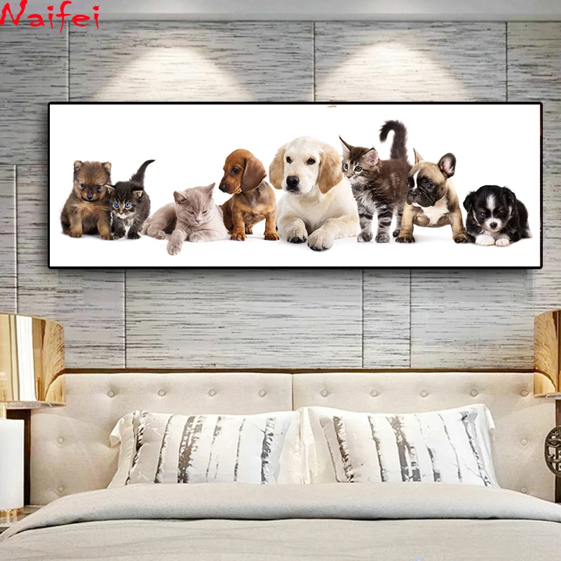 D Animals Series Diy Diamond Painting Dogs and cats Diamond Embroidery Full round square Diy Diamond Mosaic wall stickers Decor-2