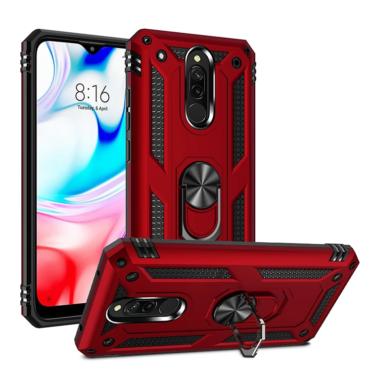 

Armor Bumper phone Case For Xiaomi Redmi Note 7 7A 8 8A K20 9T 9 9SE CC9 CC9E A3 Lite Pro Car Ring Stand Holder Protective Case