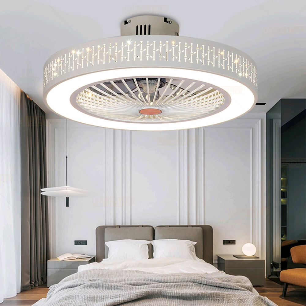 

220V Ceiling Fans With Light Bedroom home Decora 110V Ceiling Fan with Wi-fi Remote Control 50-55 cm fan lamp Ventilador De Teto