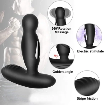 Electric Shock Pulse Man Prostate Massage Vibrators Sex Toy For Men Wireless Rotation Male Anal Butt Plug Stimulator Masturbator 4