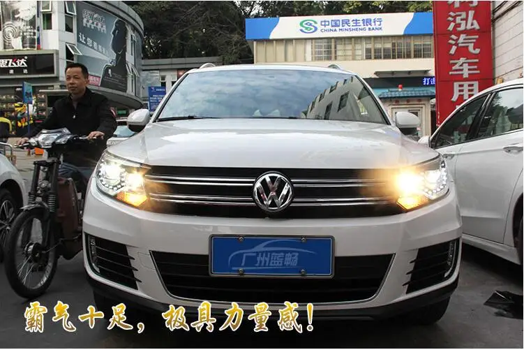 Автомобильный Стильный чехол на голову для Volkswagen Tiguan 2013 светодиодный головной светильник DRL Дневной ходовой светильник Биксеноновые аксессуары