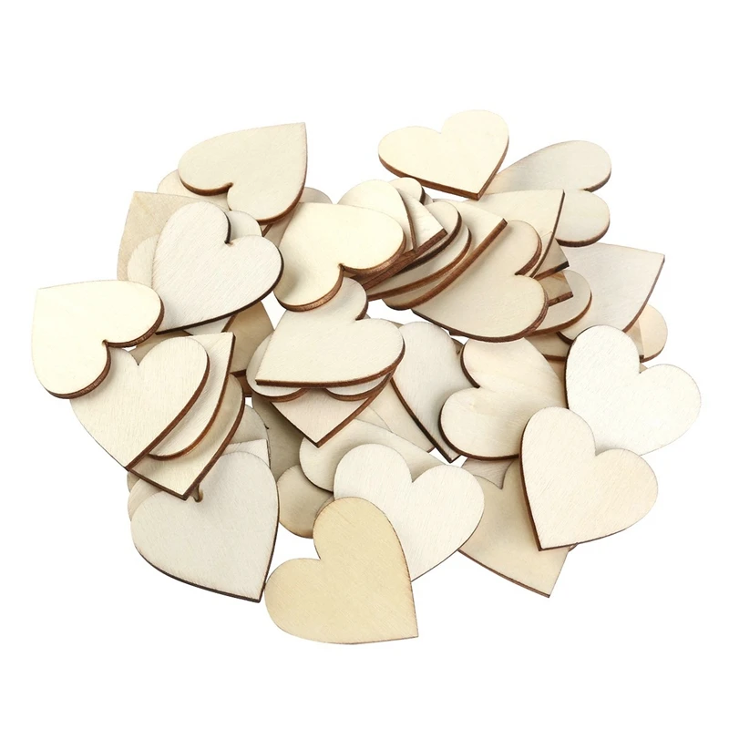 

100 Pieces 40Mm Heart Wood Slices Slices For Diy Craft Embellishments Natural Wood Slices