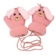 Детские осенне-зимние перчатки с милыми животными для мальчиков и девочек, теплые вязаные детские модные хлопковые перчатки с героями мультфильмов